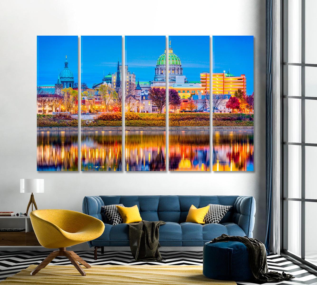 Harrisburg City on Susquehanna River USA Canvas Print-Canvas Print-CetArt-1 Panel-24x16 inches-CetArt