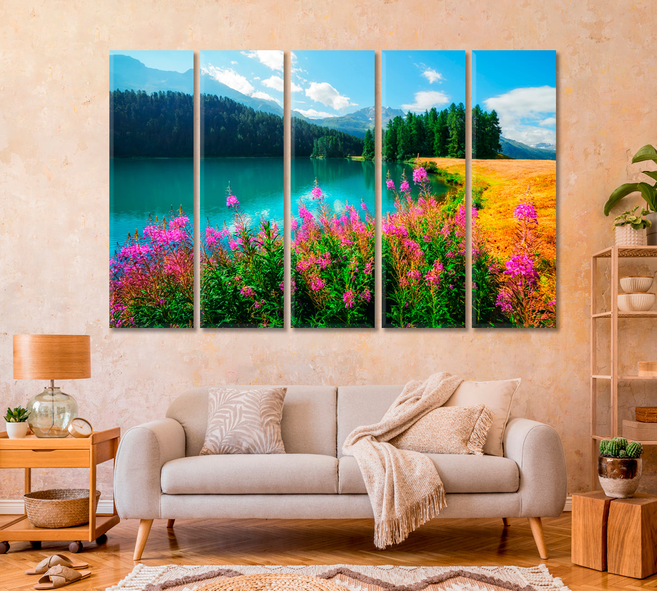 Summer Landscape On The Champferersee Lake Switzerland Canvas Print-Canvas Print-CetArt-1 Panel-24x16 inches-CetArt