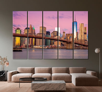 Brooklyn Bridge Sunrise Manhattan New York Canvas Print-Canvas Print-CetArt-1 Panel-24x16 inches-CetArt