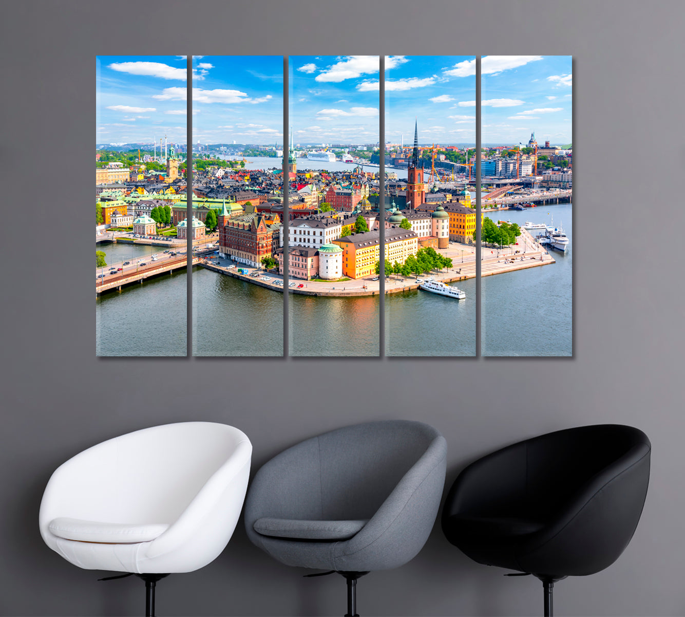 Aerial Panorama of Stockholm Sweden Canvas Print-Canvas Print-CetArt-1 Panel-24x16 inches-CetArt