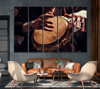 Man Playing the Djembe African Drum Canvas Print-Canvas Print-CetArt-1 Panel-24x16 inches-CetArt