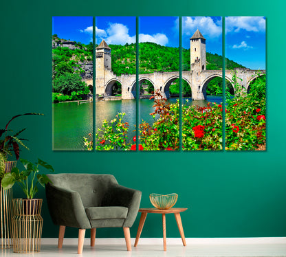 Cahors Valentre Bridge Pilgrims Road to Santiago Canvas Print-CetArt-1 Panel-24x16 inches-CetArt