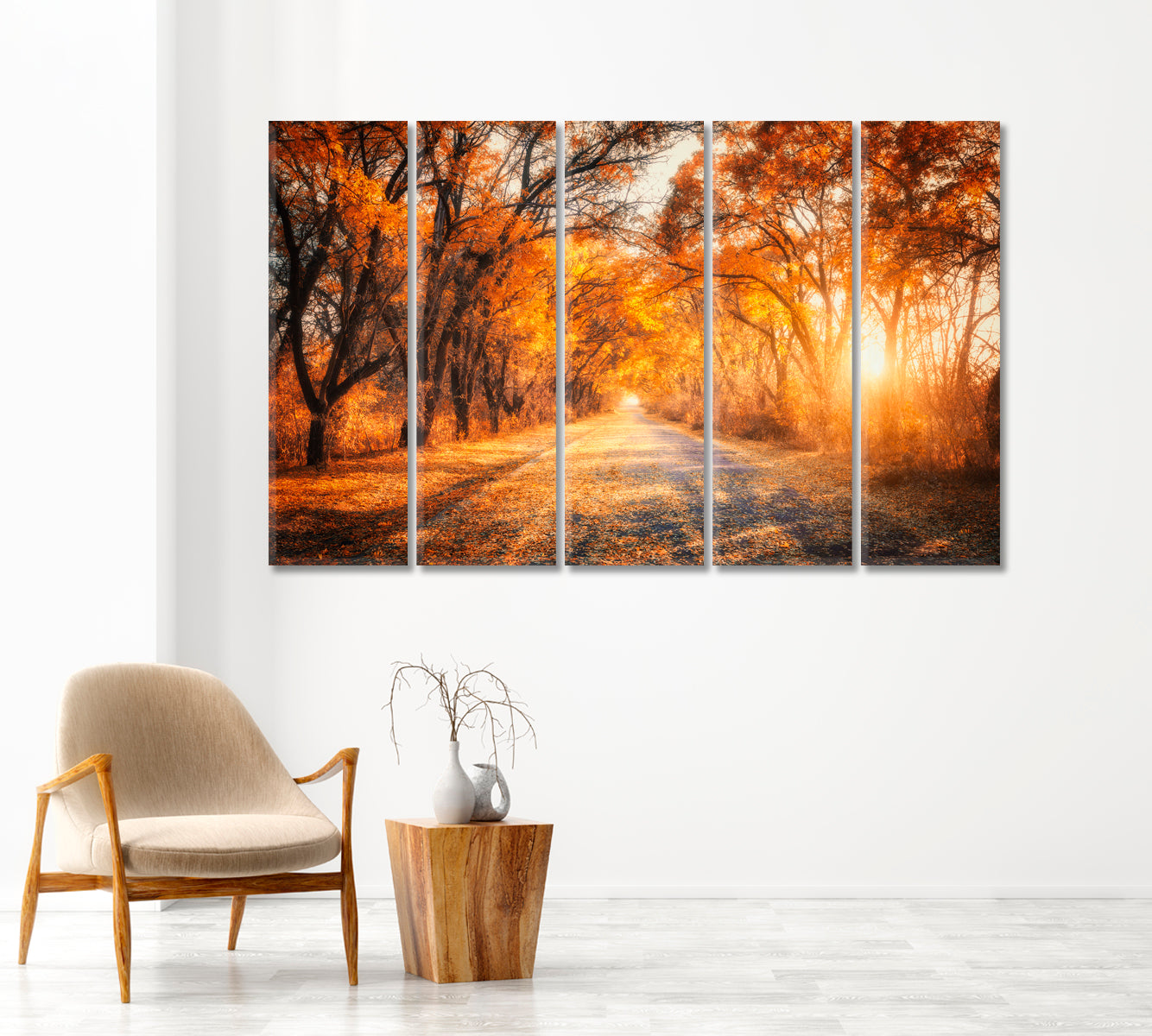 Colorful Landscape with Autumn Forest Road Canvas Print-Canvas Print-CetArt-1 Panel-24x16 inches-CetArt