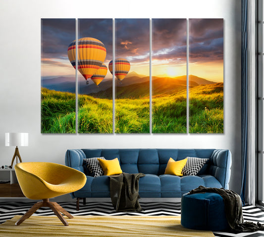 Air Balloons above Mountains Canvas Print-Canvas Print-CetArt-1 Panel-24x16 inches-CetArt