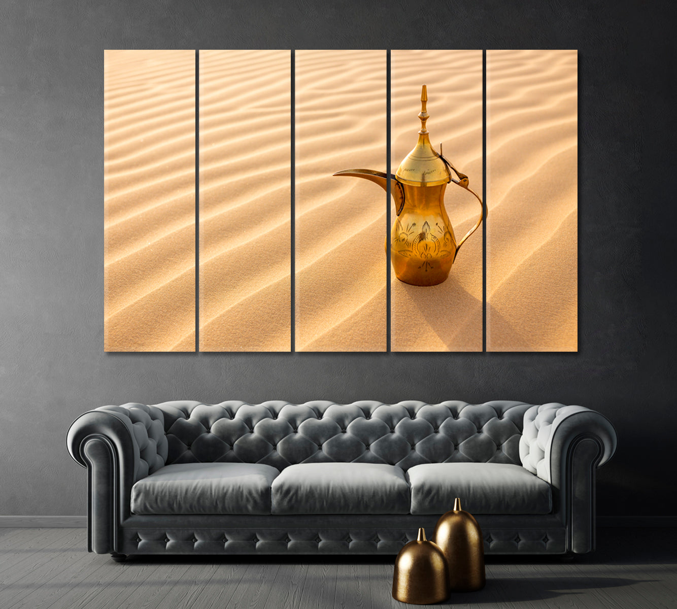 Vintage Arabic Teapot in the Desert Canvas Print-Canvas Print-CetArt-1 Panel-24x16 inches-CetArt