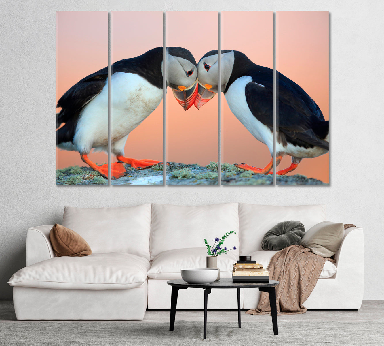 Pair of Atlantic Puffins Canvas Print-Canvas Print-CetArt-1 Panel-24x16 inches-CetArt