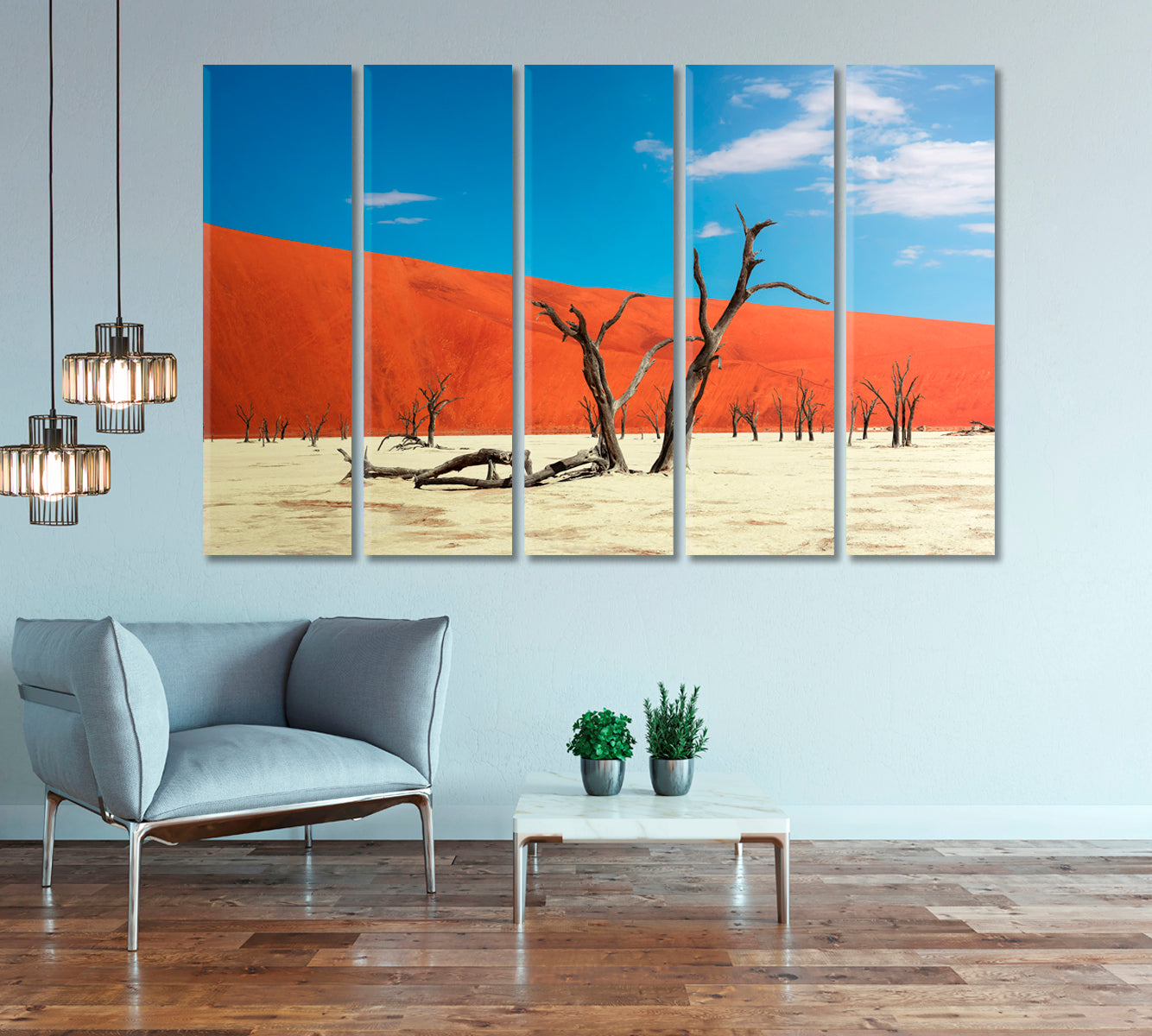 Red Dunes with Camel Thorn Trees Namib-Naukluft National Park Canvas Print-Canvas Print-CetArt-1 Panel-24x16 inches-CetArt