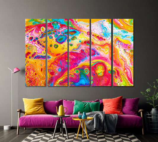 Pink Yellow Blue Abstract Pattern Canvas Print-Canvas Print-CetArt-1 Panel-24x16 inches-CetArt