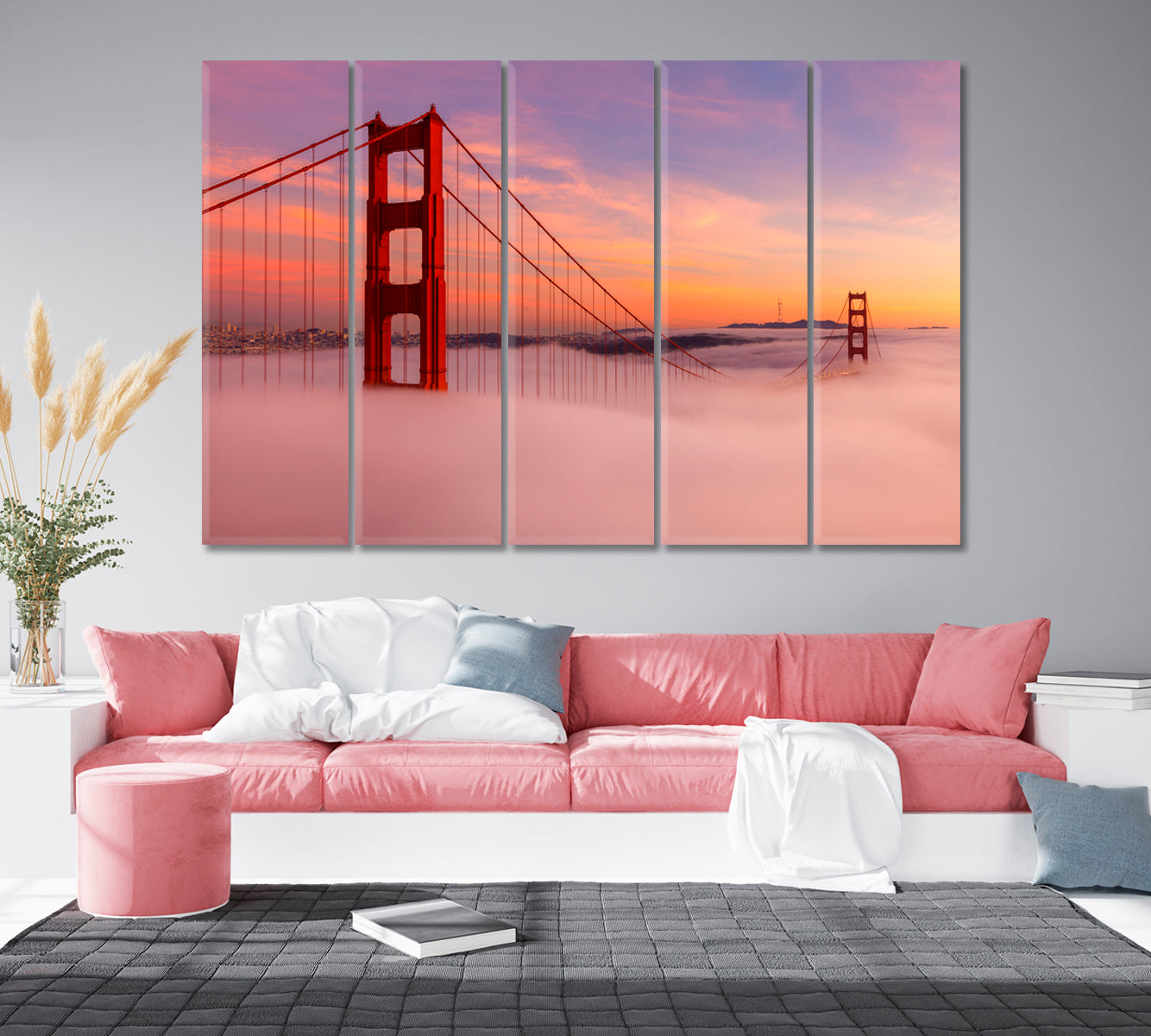 Golden Gate Bridge in the Fog San Francisco Canvas Print-Canvas Print-CetArt-1 Panel-24x16 inches-CetArt