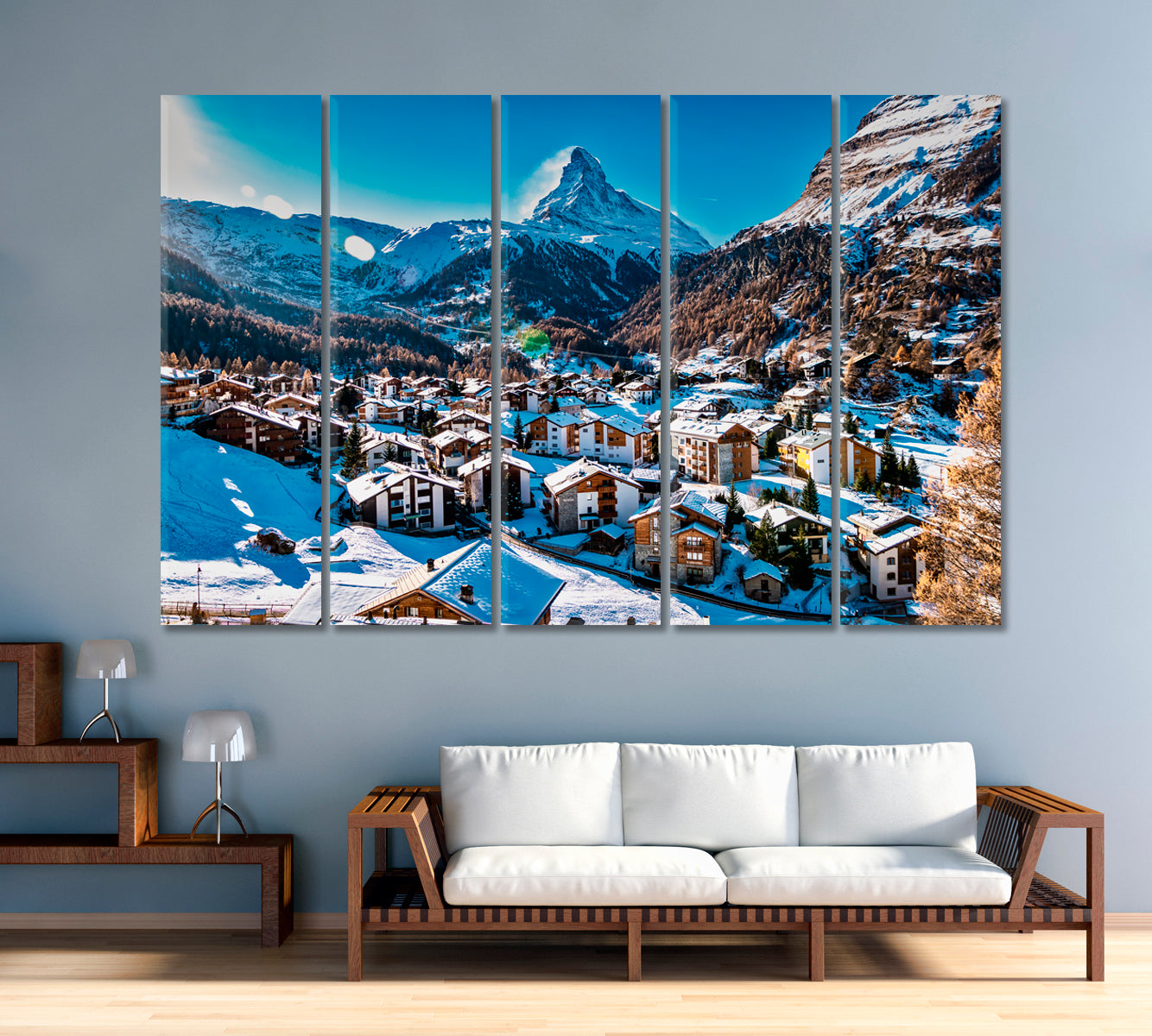 Zermatt Village at Matterhorn Mountain Canvas Print-Canvas Print-CetArt-1 Panel-24x16 inches-CetArt