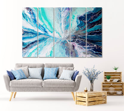 Stunning Light Blue and Dark Blue Abstract Marble Shapes Canvas Print-Canvas Print-CetArt-1 Panel-24x16 inches-CetArt