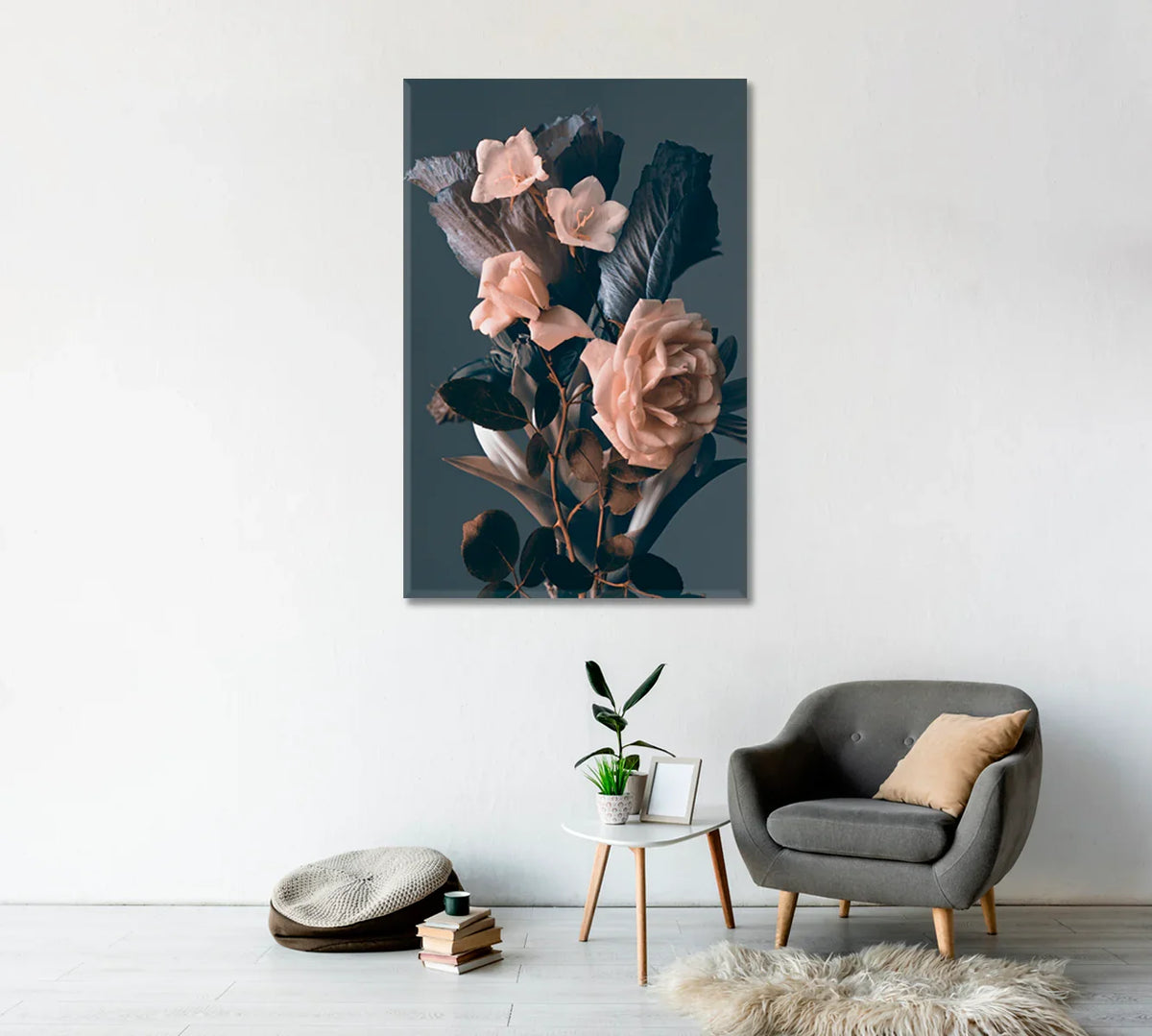 Vintage roses canvas with dusky tones