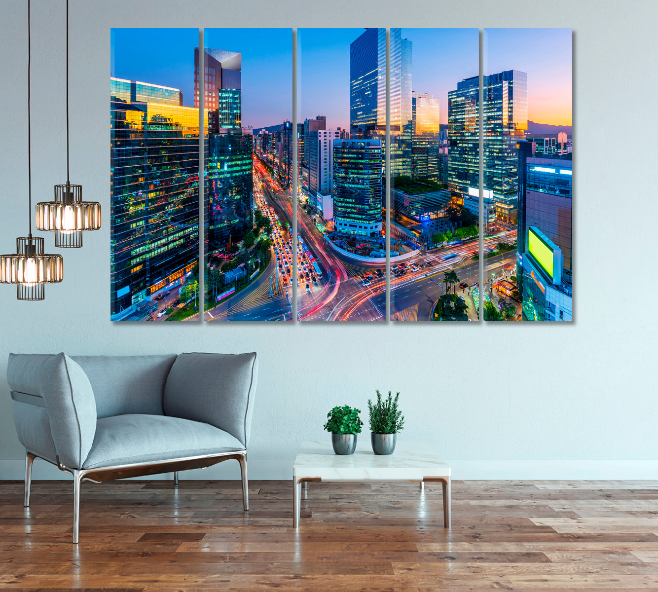 Seoul Skyscrapers at Gangnam Square South Korea Canvas Print-Canvas Print-CetArt-1 Panel-24x16 inches-CetArt