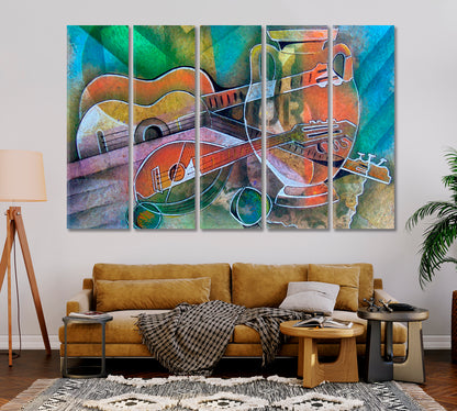 Cubist Style Musical Instruments Canvas Print-Canvas Print-CetArt-1 Panel-24x16 inches-CetArt