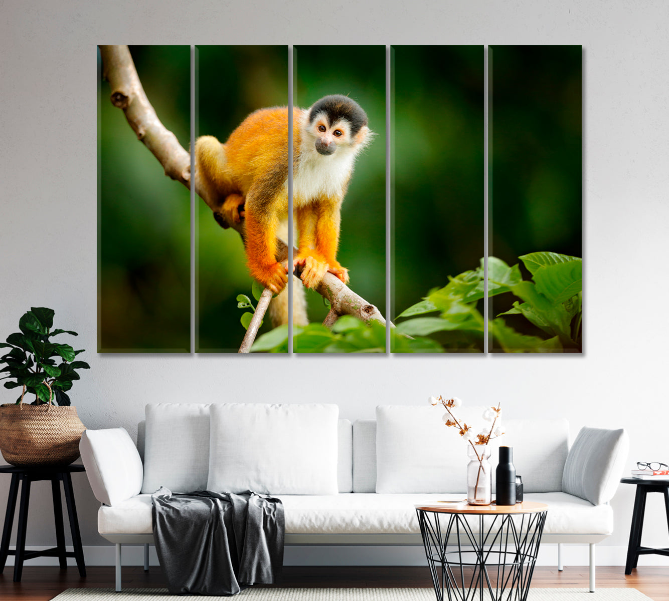 Little Monkey Sitting on a Tree Canvas Print-Canvas Print-CetArt-1 Panel-24x16 inches-CetArt