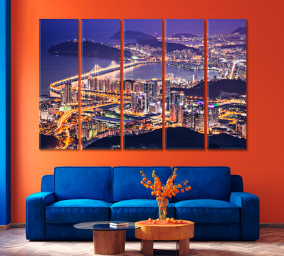 Busan City Lights South Korea Canvas Print-Canvas Print-CetArt-1 Panel-24x16 inches-CetArt