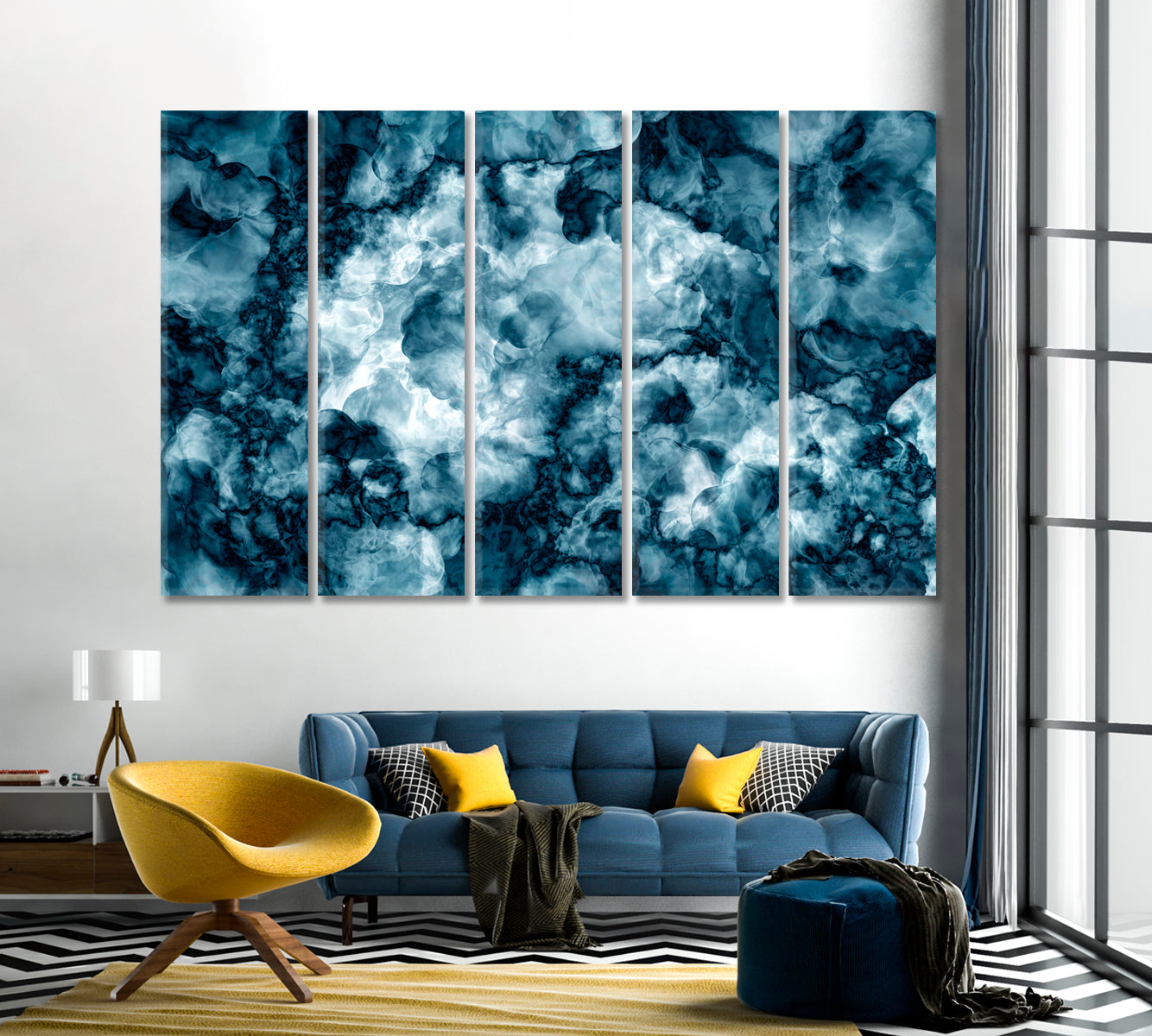 Abstract Dark Blue Dense Smoke Swirls Canvas Print-Canvas Print-CetArt-1 Panel-24x16 inches-CetArt