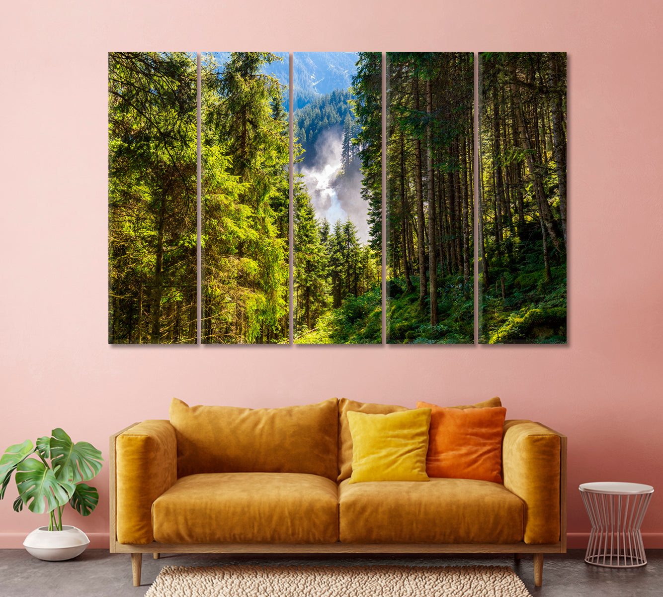 Mountain Forest with Krimml Waterfall Austria Canvas Print-Canvas Print-CetArt-1 Panel-24x16 inches-CetArt