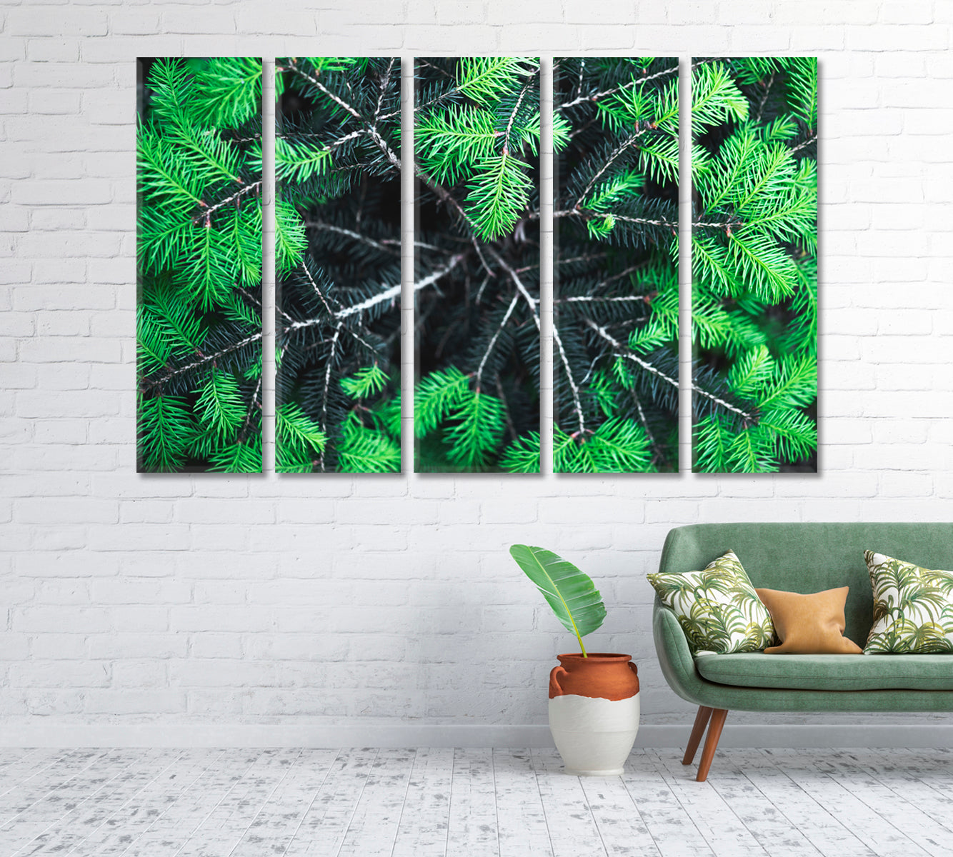 Green Spruce Needles Canvas Print-Canvas Print-CetArt-1 Panel-24x16 inches-CetArt