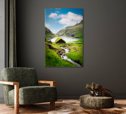 Standing Landscape Saksun Village Faroe Islands Canvas Print-Canvas Print-CetArt-1 panel-16x24 inches-CetArt