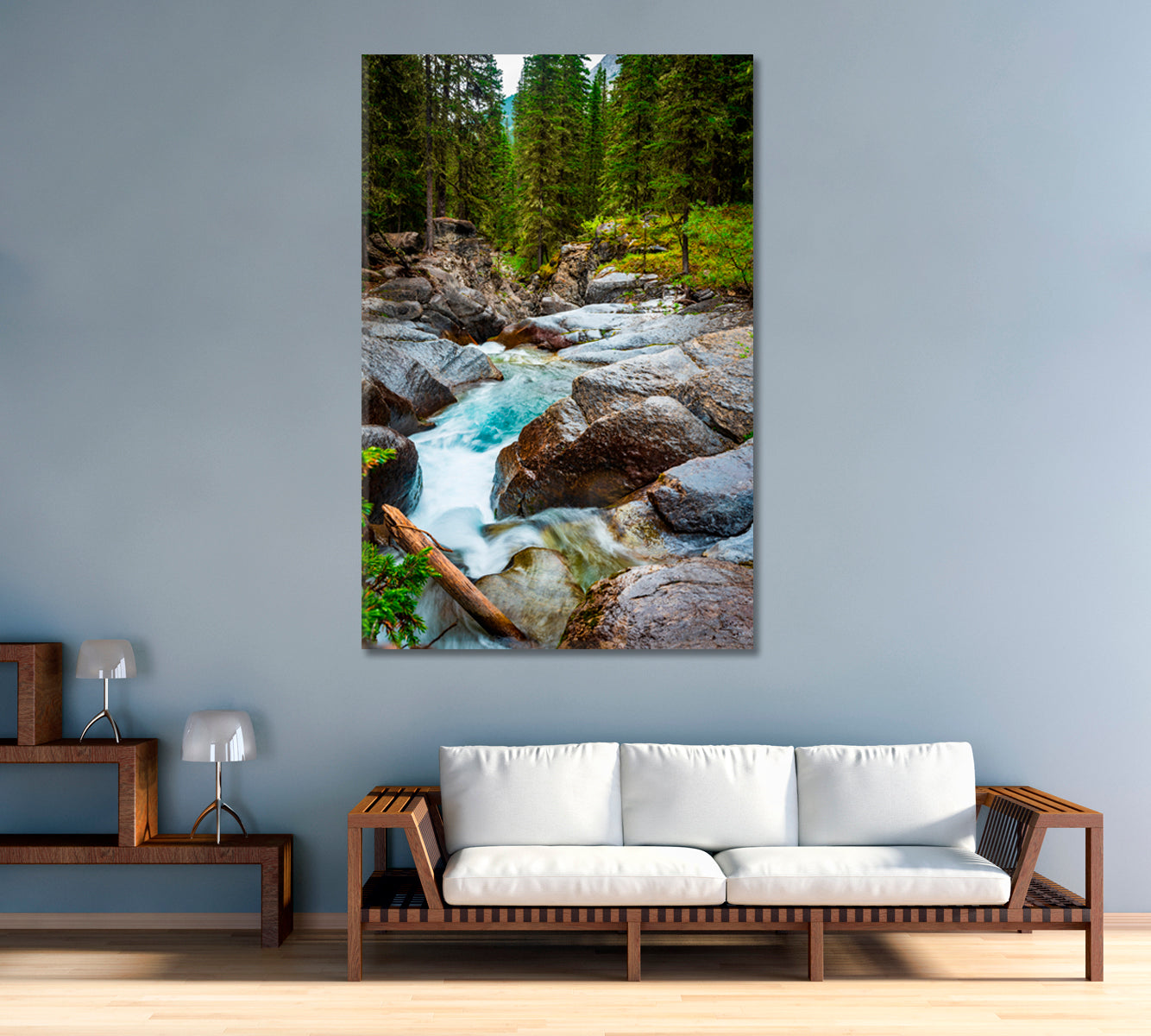 Mountain Stream Through Forest Canvas Print-Canvas Print-CetArt-1 panel-16x24 inches-CetArt