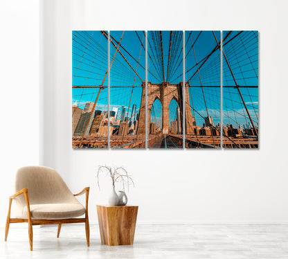 Brooklyn Bridge on Sunny Day Manhattan New York Canvas Print-Canvas Print-CetArt-1 Panel-24x16 inches-CetArt