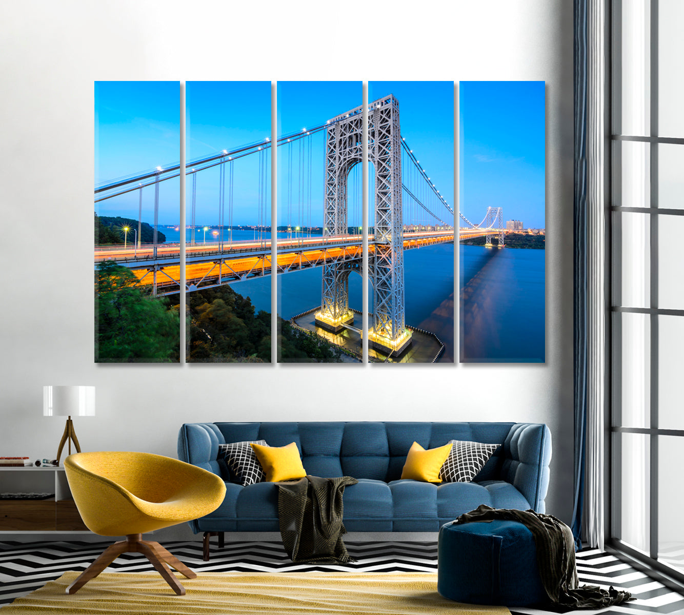 George Washington Bridge the Hudson River New York Canvas Print-Canvas Print-CetArt-1 Panel-24x16 inches-CetArt