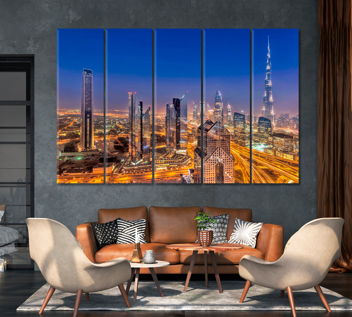 Night Cityscape of Dubai United Arab Emirates Canvas Print-Canvas Print-CetArt-1 Panel-24x16 inches-CetArt