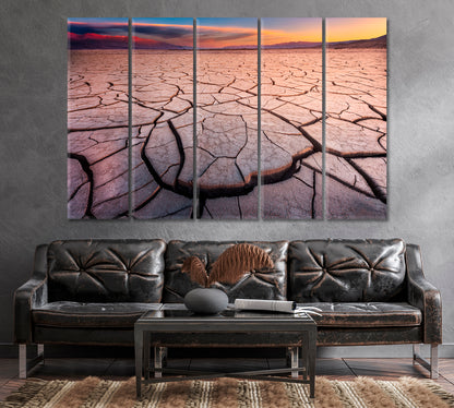 Desert Landscape Cracked Earth Canvas Print-Canvas Print-CetArt-1 Panel-24x16 inches-CetArt