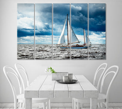 Vintage Wooden Sailboat in Opensea Canvas Print-Canvas Print-CetArt-1 Panel-24x16 inches-CetArt