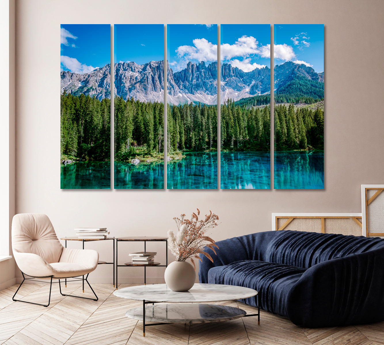 Crystal Blue Lake in Dolomites Italy Canvas Print-Canvas Print-CetArt-1 Panel-24x16 inches-CetArt