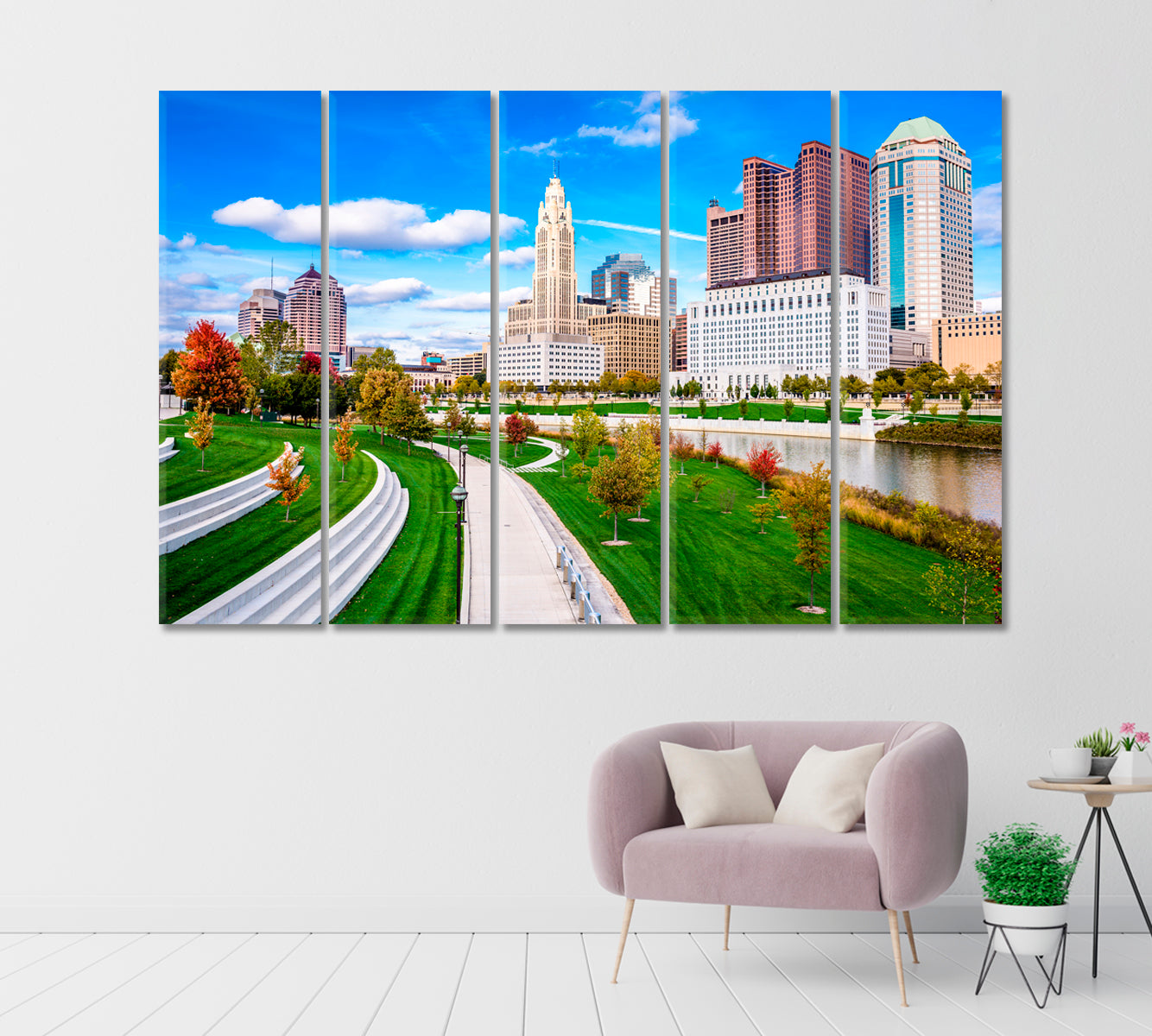 Columbus Ohio USA Skyline on the Scioto River Canvas Print-Canvas Print-CetArt-1 Panel-24x16 inches-CetArt