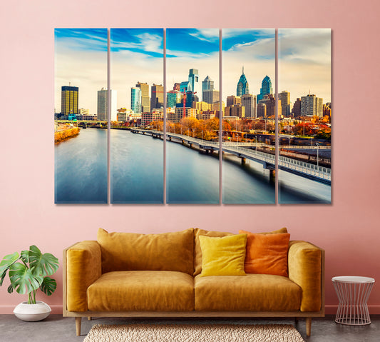 Philadelphia and River Schuylkill Pennsylvania USA Canvas Print-Canvas Print-CetArt-1 Panel-24x16 inches-CetArt