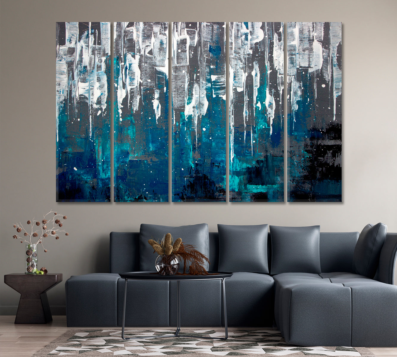 Modern Abstract Artwork Canvas Print-Canvas Print-CetArt-5 Panels-36x24 inches-CetArt