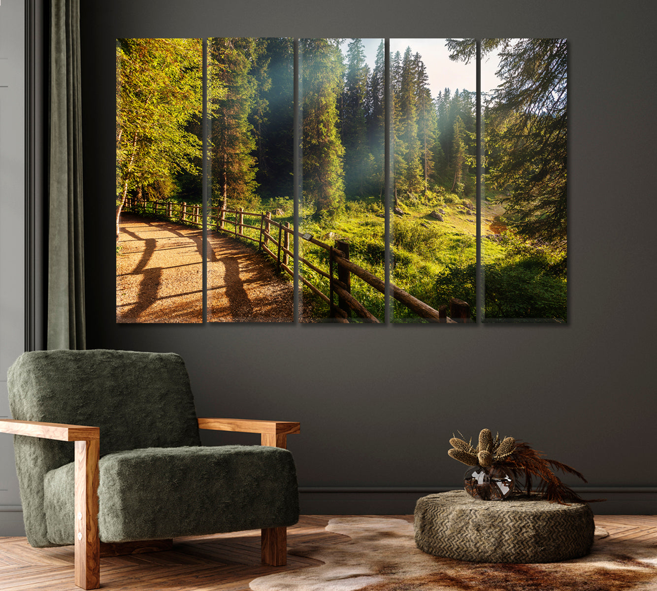 Picturesque Forest in Sunlight Canvas Print-Canvas Print-CetArt-1 Panel-24x16 inches-CetArt