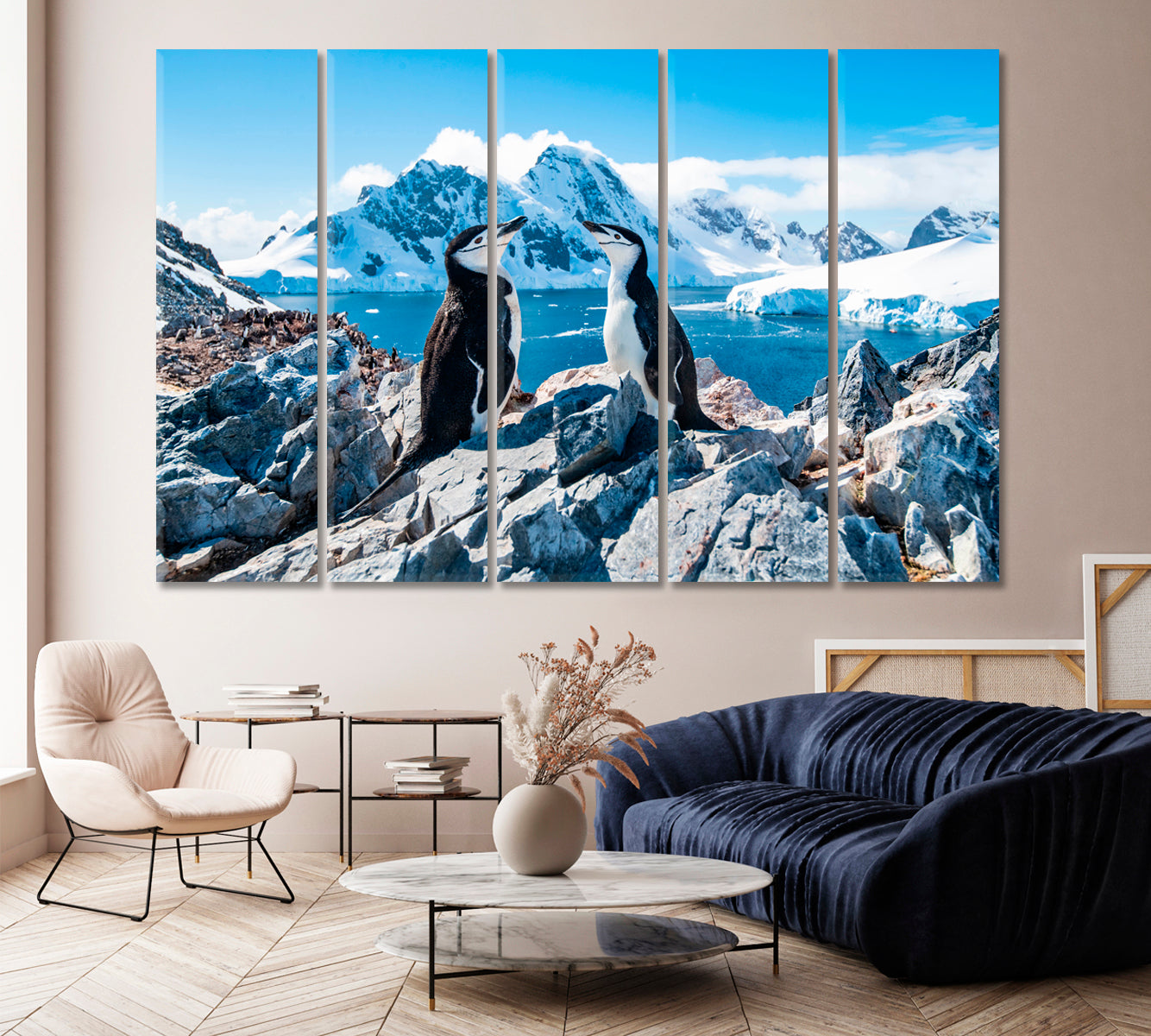 Pair of Chinstrap Penguins Canvas Print-Canvas Print-CetArt-1 Panel-24x16 inches-CetArt