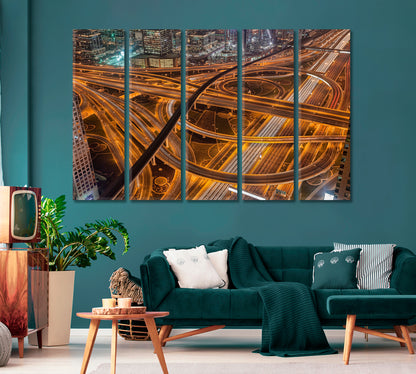 Dubai Night Highway Canvas Print-Canvas Print-CetArt-1 Panel-24x16 inches-CetArt