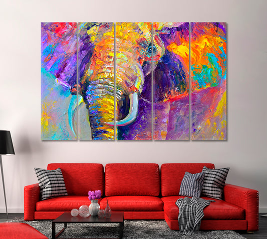 Abstract Colorful Elephant Canvas Print-Canvas Print-CetArt-1 Panel-24x16 inches-CetArt