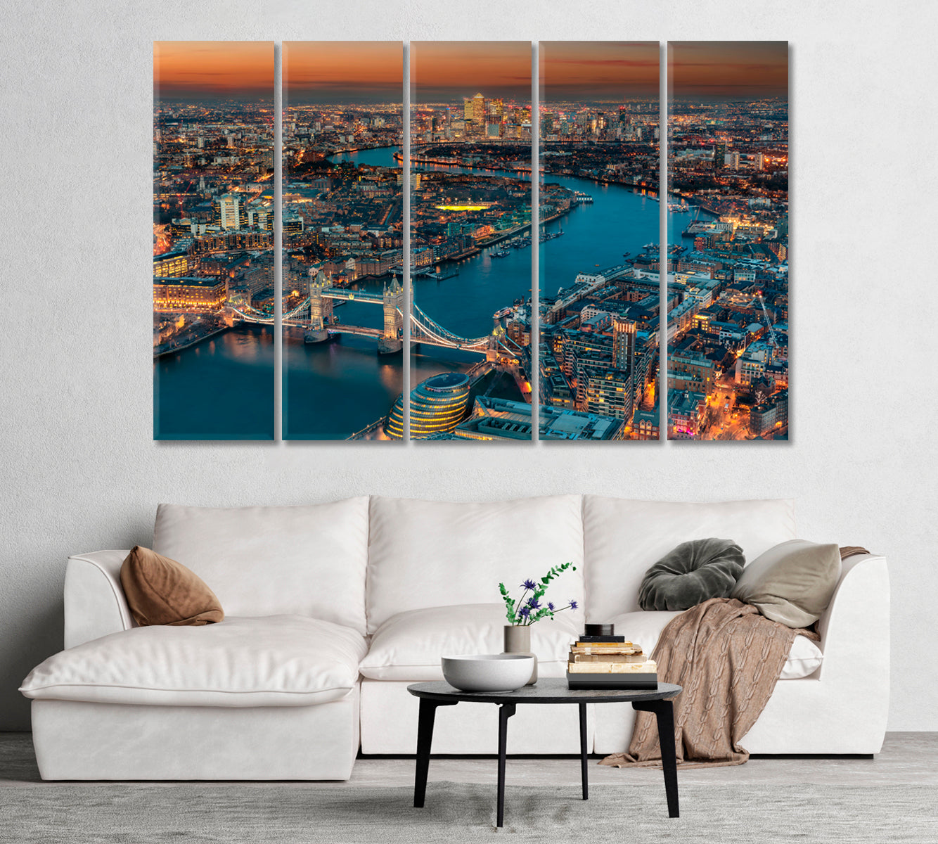 Aerial View of London at Night Canvas Print-Canvas Print-CetArt-1 Panel-24x16 inches-CetArt