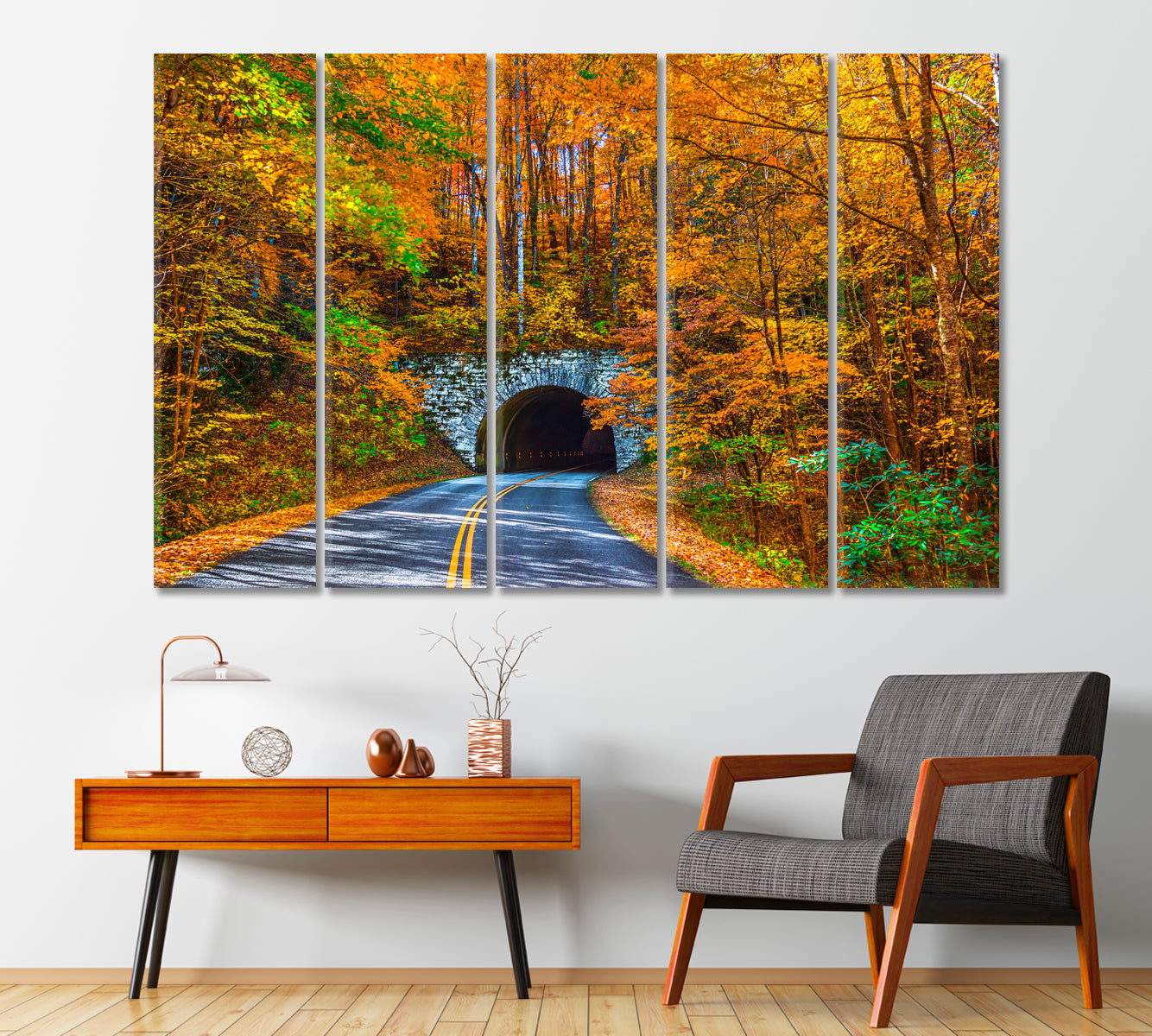 Blue Ridge Parkway Tunnel During Fall North Carolina Canvas Print-Canvas Print-CetArt-1 Panel-24x16 inches-CetArt