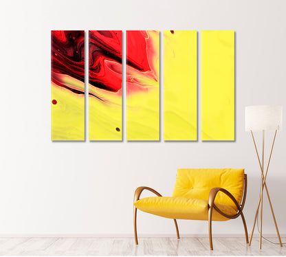 Bright Yellow Red Abstract Pattern Canvas Print-Canvas Print-CetArt-5 Panels-36x24 inches-CetArt