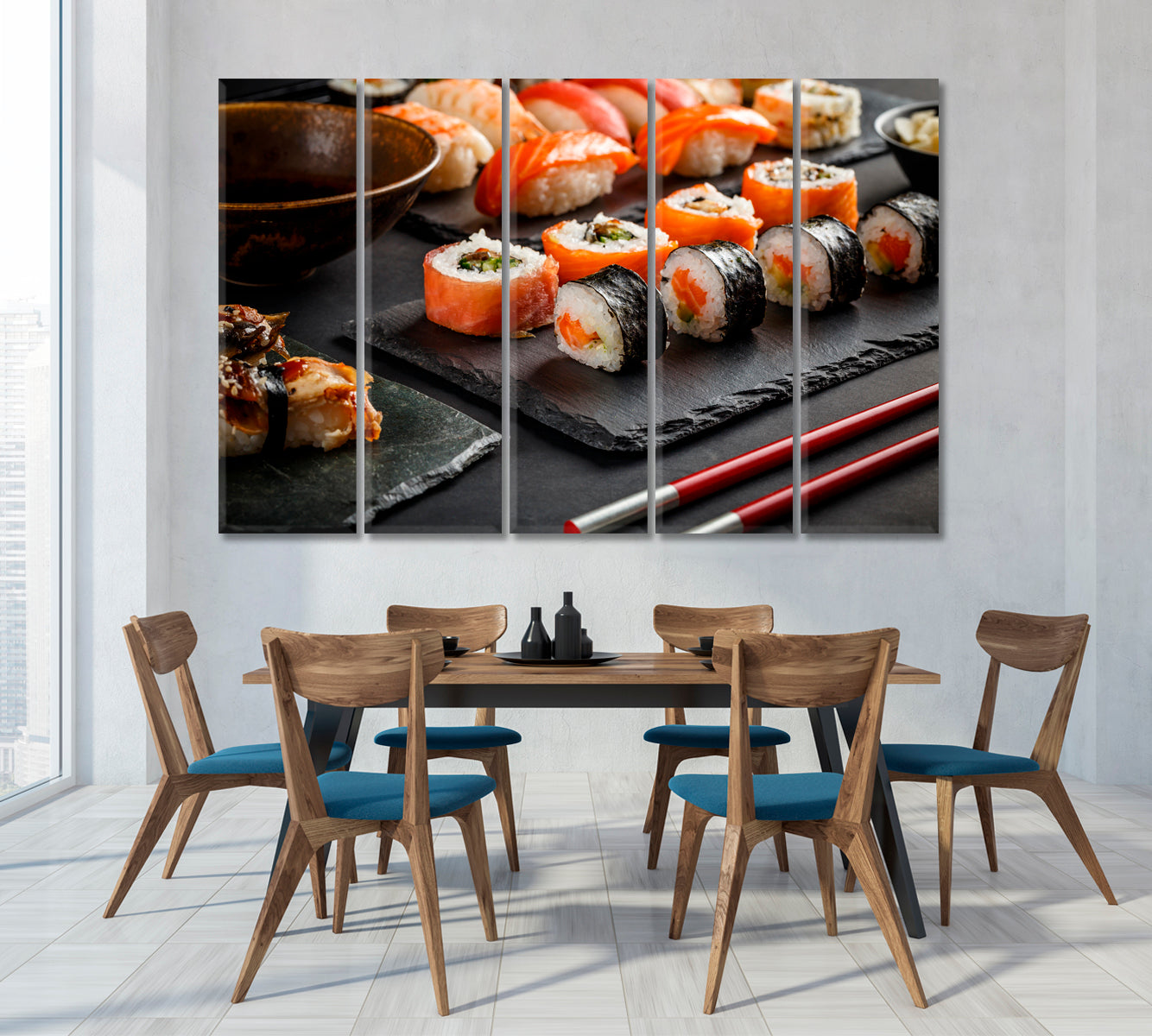 Different Kinds of Sushi Rolls Canvas Print-Canvas Print-CetArt-1 Panel-24x16 inches-CetArt