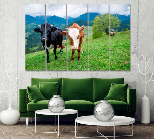 Cows in Meadow Canvas Print-Canvas Print-CetArt-1 Panel-24x16 inches-CetArt