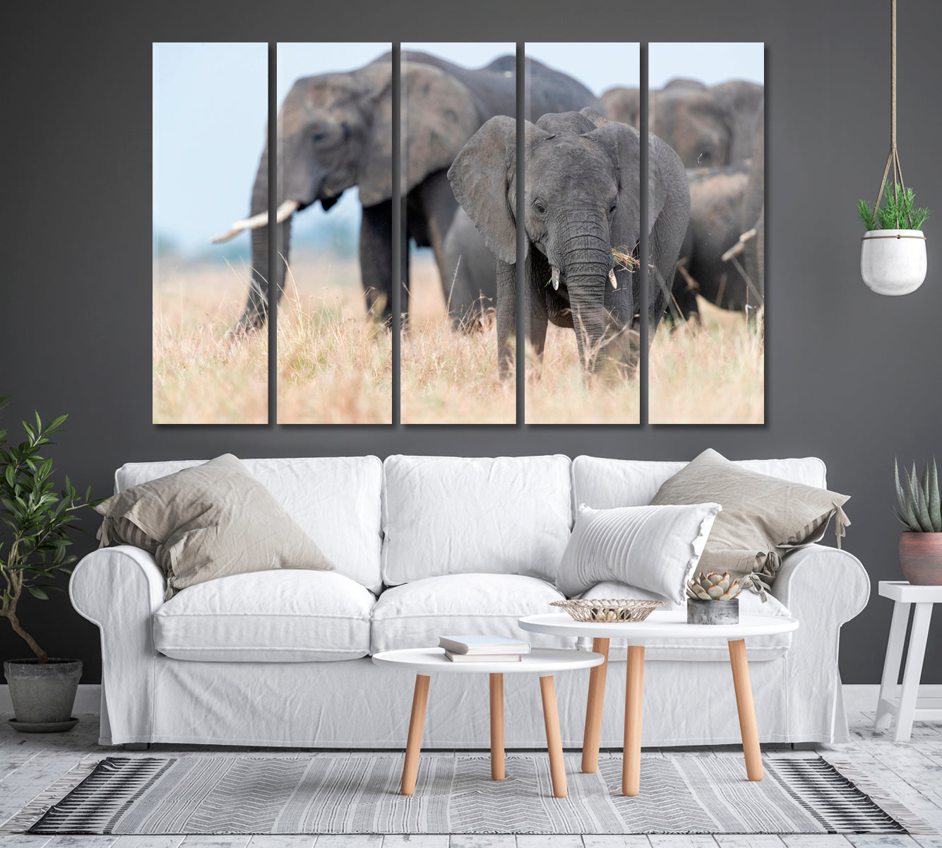 Elephant Family in Africa Canvas Print-Canvas Print-CetArt-1 Panel-24x16 inches-CetArt