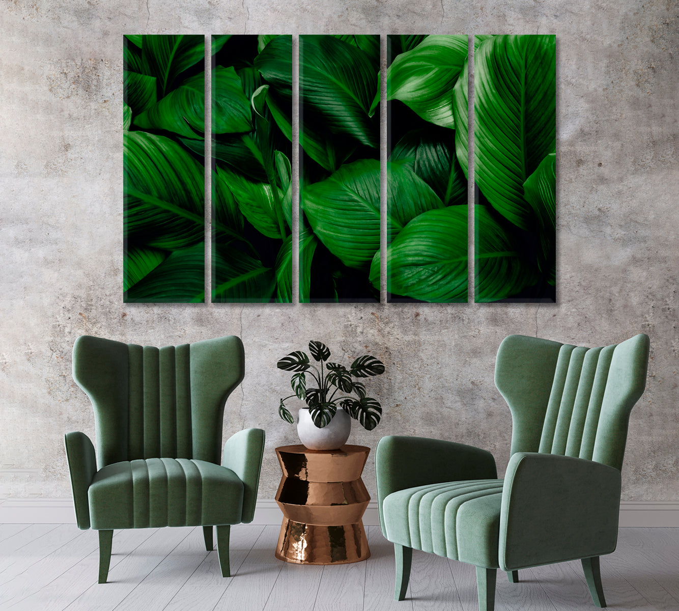 Tropical Leaves of Spathiphyllum Cannifolium Canvas Print-Canvas Print-CetArt-1 Panel-24x16 inches-CetArt