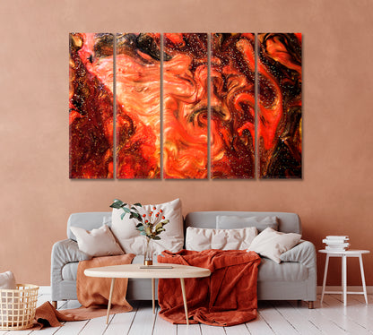 Red Liquid Abstract Pattern of Acrylic Colors Canvas Print-Canvas Print-CetArt-5 Panels-36x24 inches-CetArt