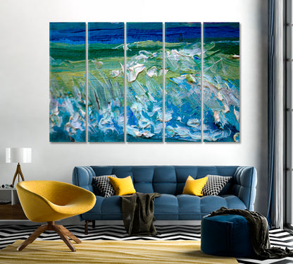 Abstract Blue Waterfall Canvas Print-Canvas Print-CetArt-5 Panels-36x24 inches-CetArt