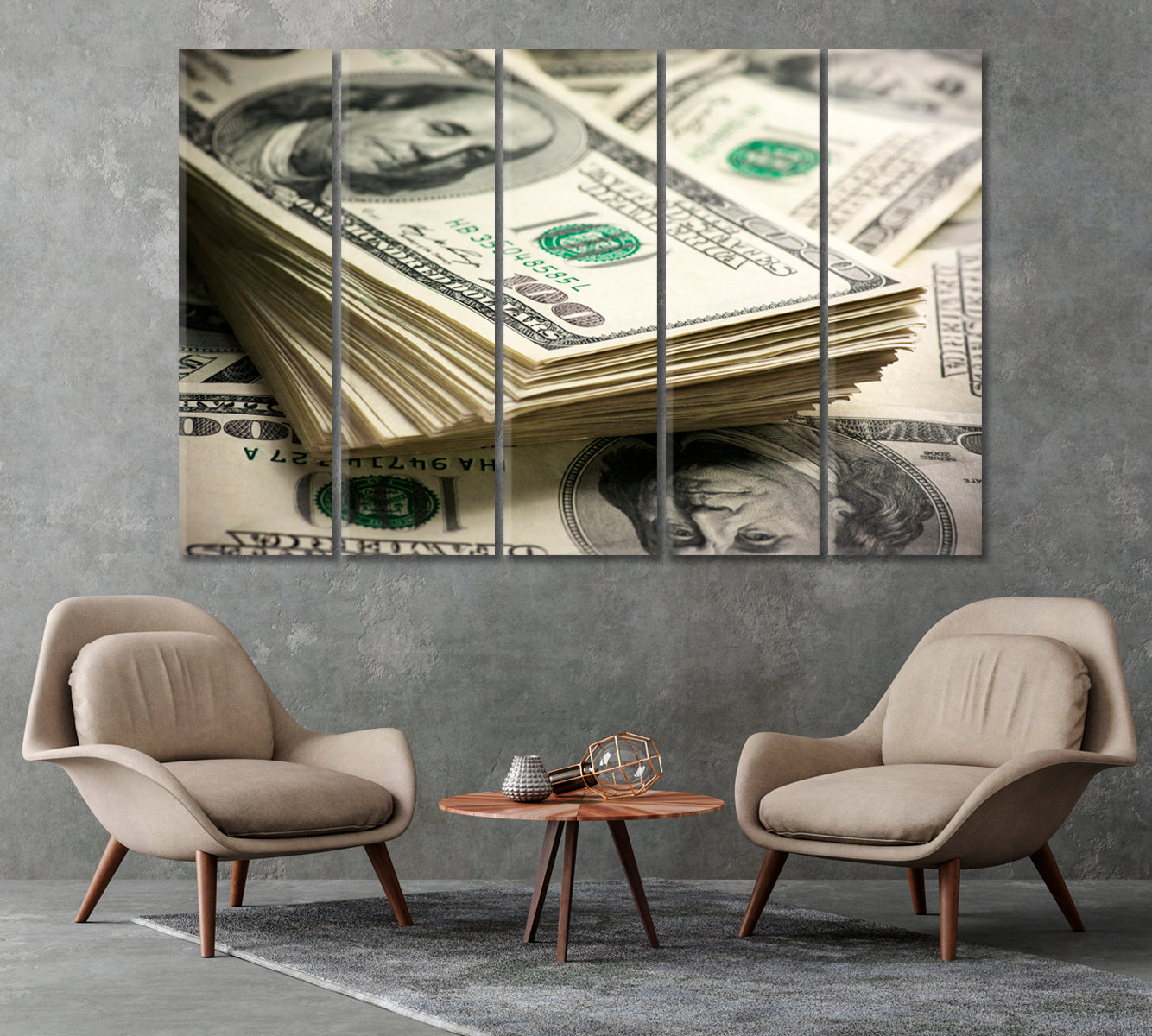 Bundle of One Hundred Dollar Bills Canvas Print-Canvas Print-CetArt-1 Panel-24x16 inches-CetArt