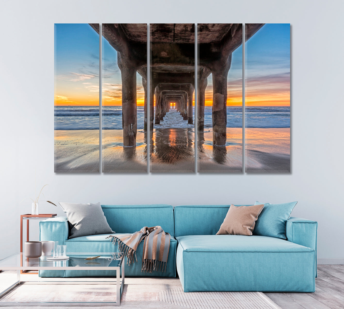 Manhattan Beach Pier at Sunset California Canvas Print-Canvas Print-CetArt-1 Panel-24x16 inches-CetArt