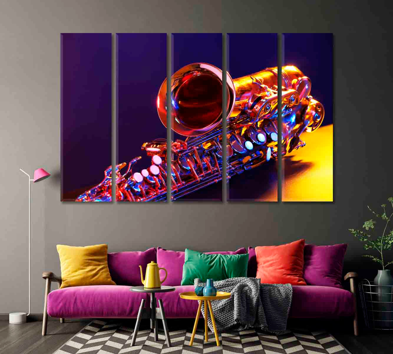 Golden Saxophone Canvas Print-Canvas Print-CetArt-1 Panel-24x16 inches-CetArt